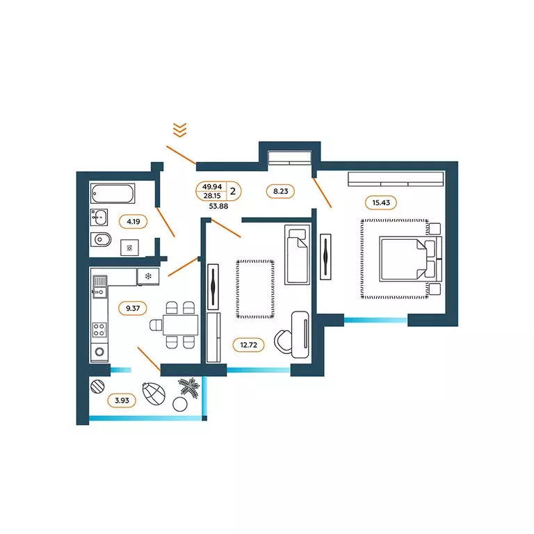 2-комнатная квартира: Батайск, Родная улица, 1 (55.1 м) - Фото 1