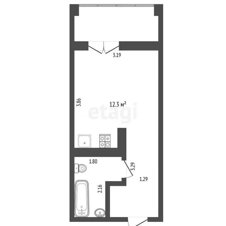 Квартира-студия: Тюмень, улица Павла Никольского, 10к1 (19 м) - Фото 1