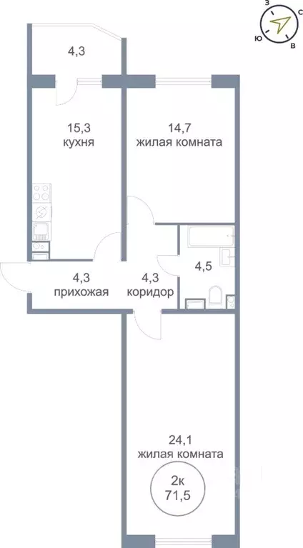 2-к кв. Ханты-Мансийский АО, Сургут тракт Югорский, 54/1 (71.5 м) - Фото 0