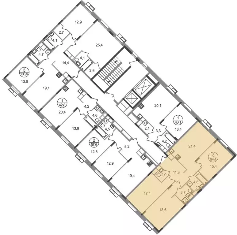 3-комнатная квартира: посёлок городского типа Заречье, жилой комплекс ... - Фото 2