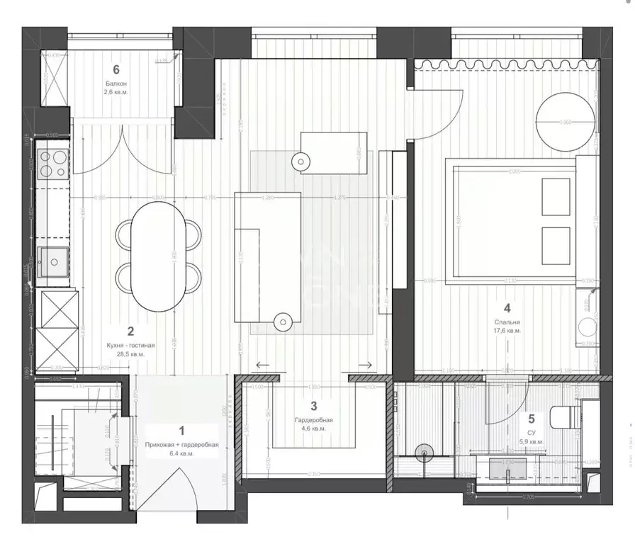 2-к кв. Москва Шелепихинская наб., 40к1 (62.8 м) - Фото 2