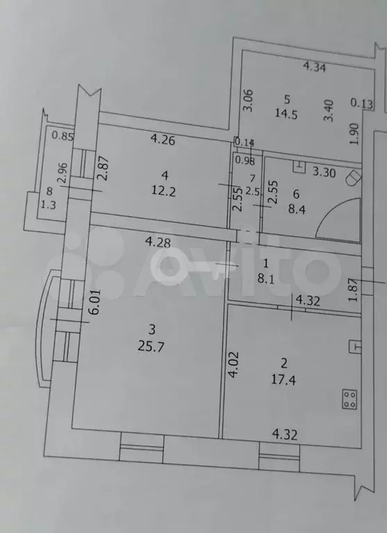 3-к. квартира, 88,8 м, 4/5 эт. - Фото 0