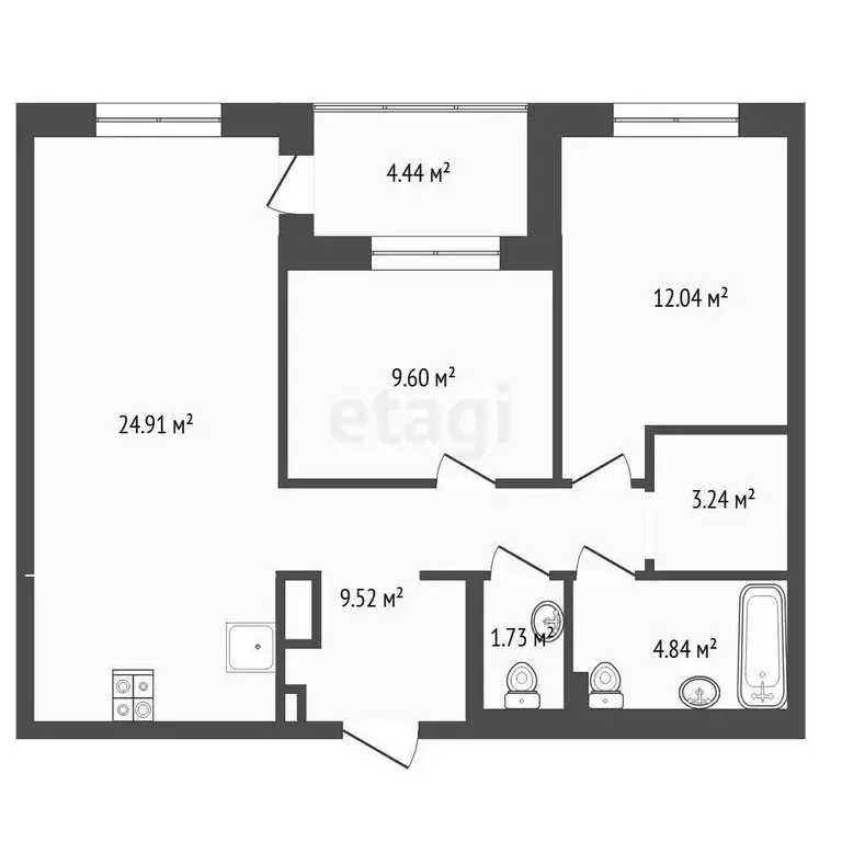 2-комнатная квартира: Тюмень, Краснооктябрьская улица, 8 (65.8 м) - Фото 1