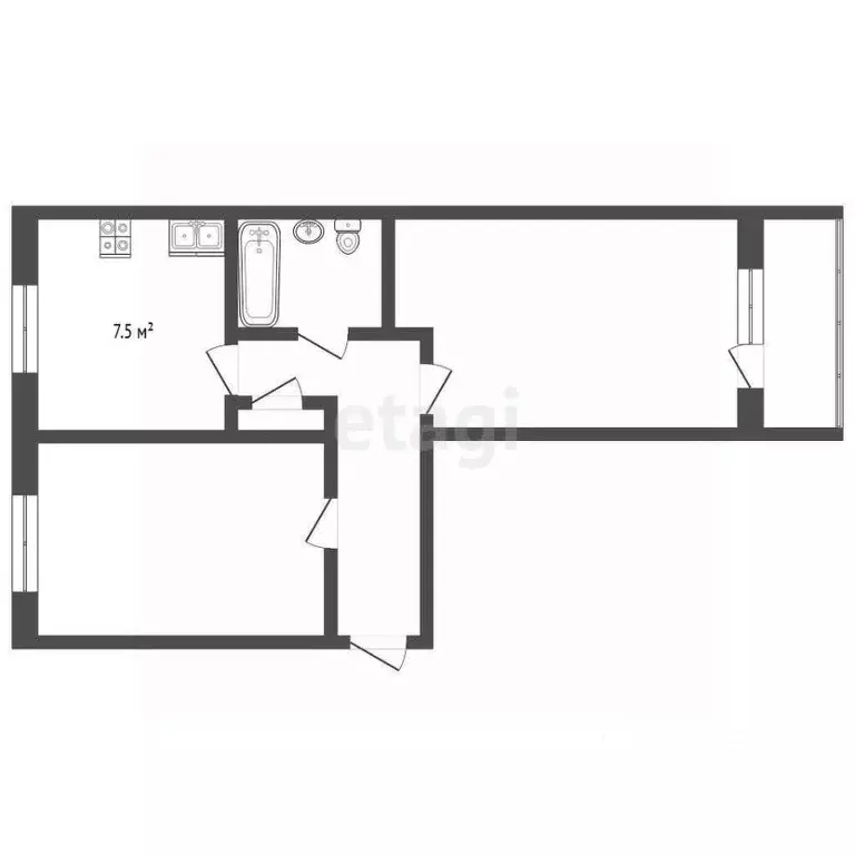 2-к кв. Кемеровская область, Юрга ул. Мира, 11А (48.8 м) - Фото 2