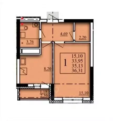 1-к кв. Башкортостан, Уфа Затон-Восточный жилрайон, Паруса жилой ... - Фото 1