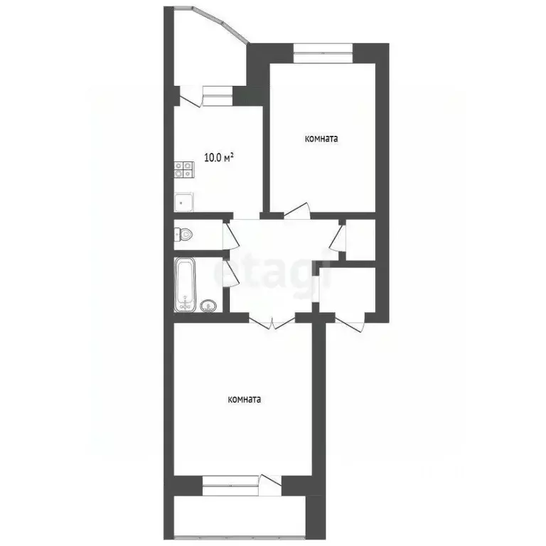 2-к кв. Башкортостан, Бирск ул. Гагарина, 90 (56.4 м) - Фото 1