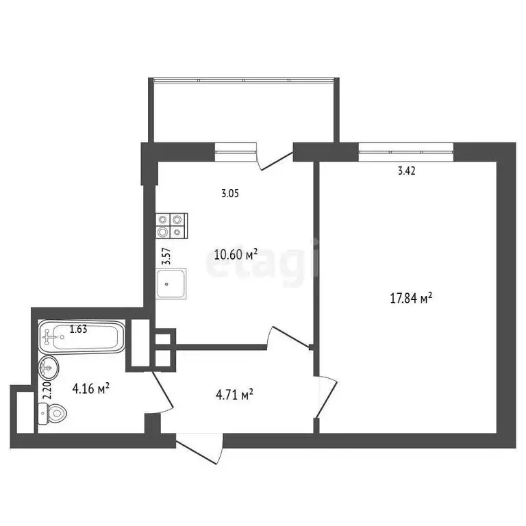 1-комнатная квартира: Анапа, Объездная улица, 39к3 (38.5 м) - Фото 1