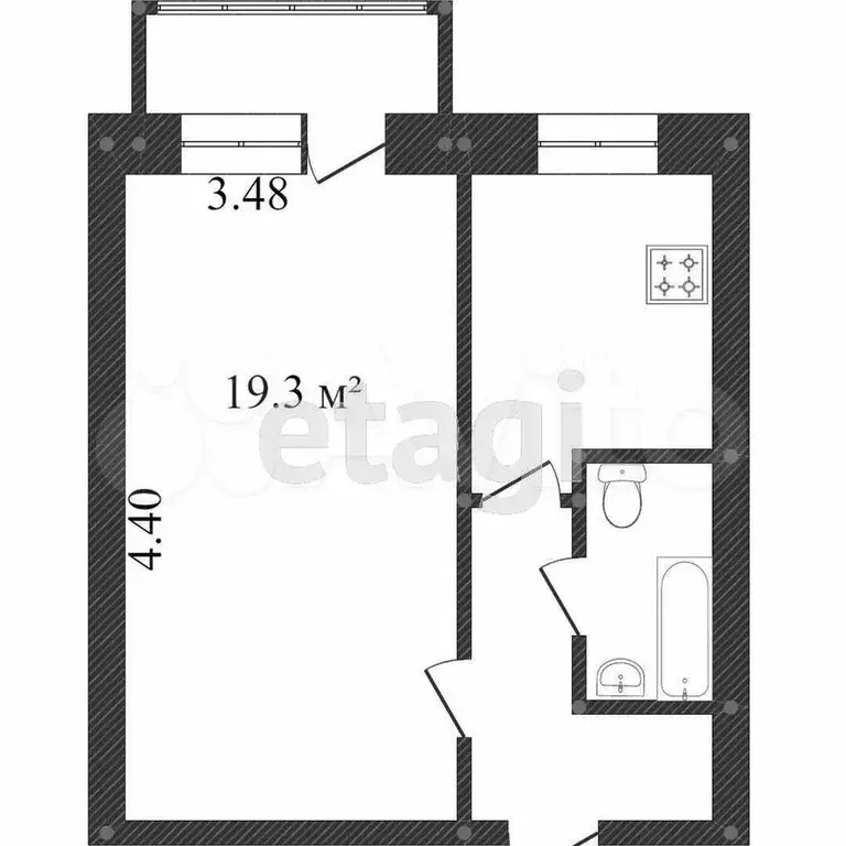 1-к. квартира, 27 м, 8/9 эт. - Фото 0