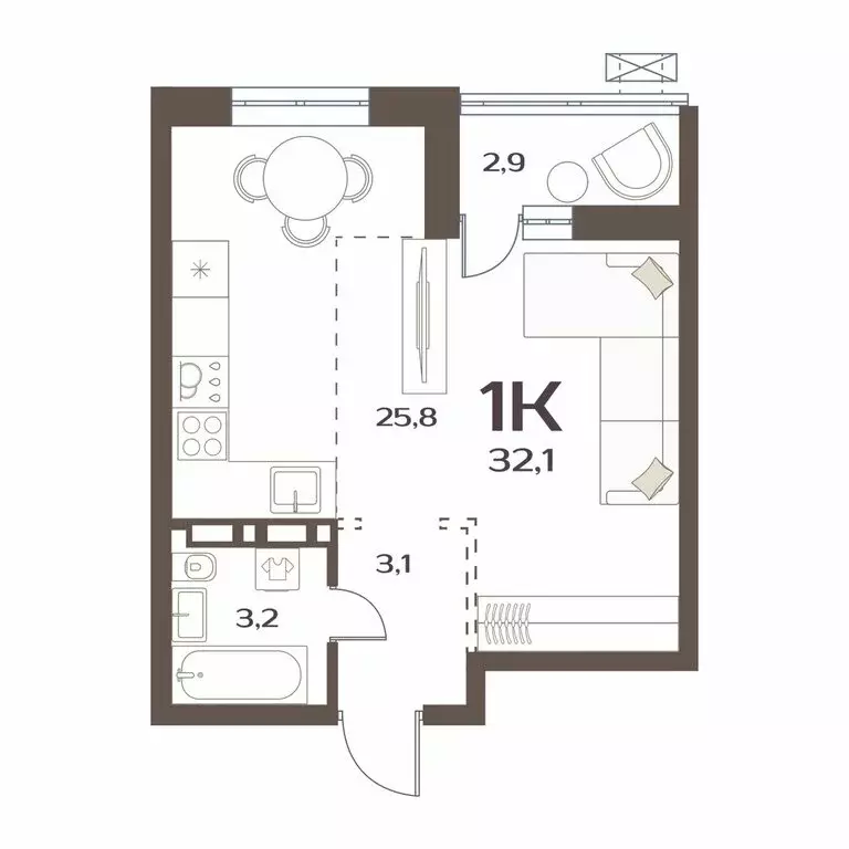 1-комнатная квартира: Владивосток, улица Коммунаров, 15к4 (32.1 м) - Фото 1