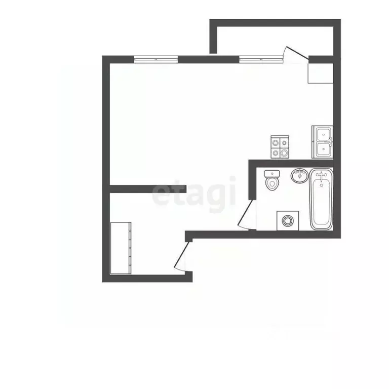 Студия Иркутская область, Иркутск ул. Шпачека, 12/6 (25.7 м) - Фото 2