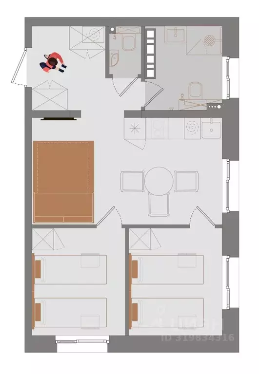 3-к кв. Иркутская область, Иркутск ул. Ширямова, 26 (44.44 м) - Фото 1
