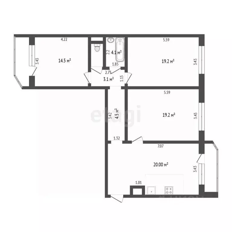3-к кв. Тюменская область, Тюмень Кремлевская ул., 110к1 (90.0 м) - Фото 2