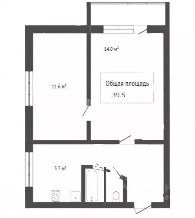 2-к кв. Томская область, Томск Карский пер., 33 (39.5 м) - Фото 1