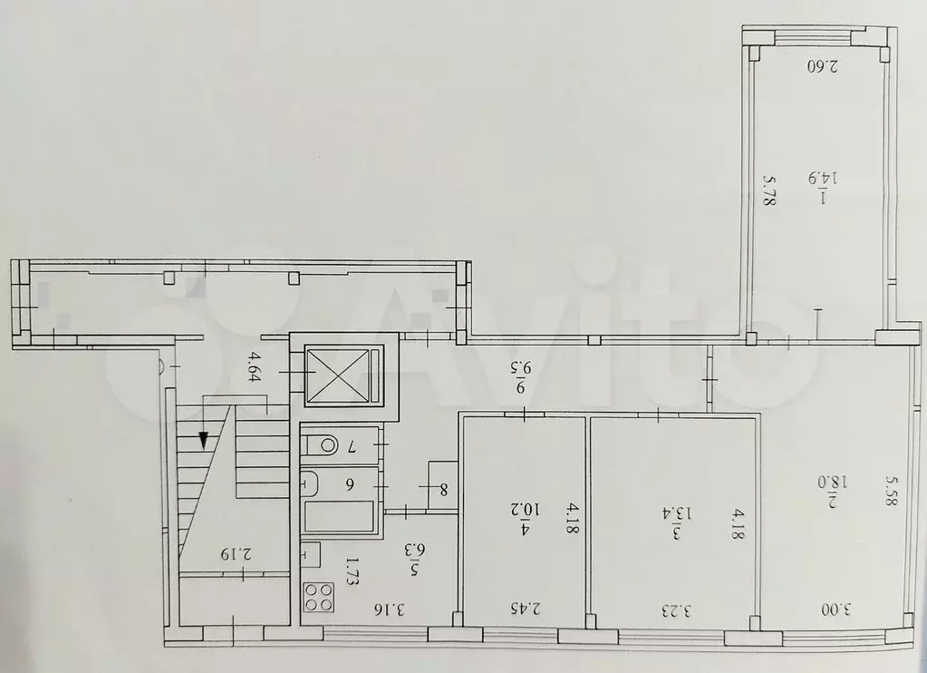 4-к. квартира, 75,9 м, 1/9 эт. - Фото 0