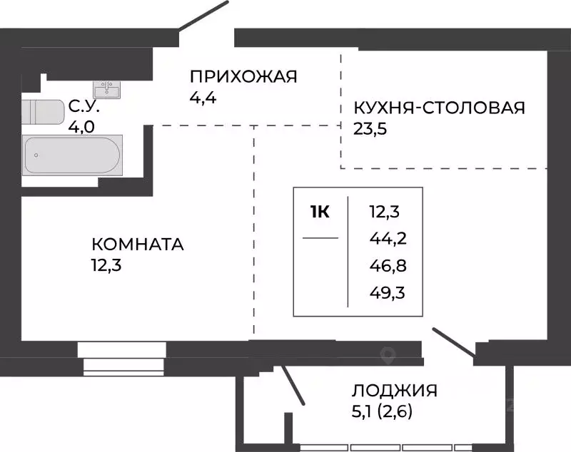 1-к кв. Алтайский край, Барнаул ул. Шумакова, 7к2 (46.8 м) - Фото 0