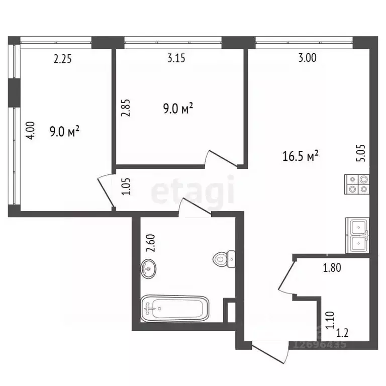 2-к кв. Москва Духовской пер., 19с2 (49.1 м) - Фото 2