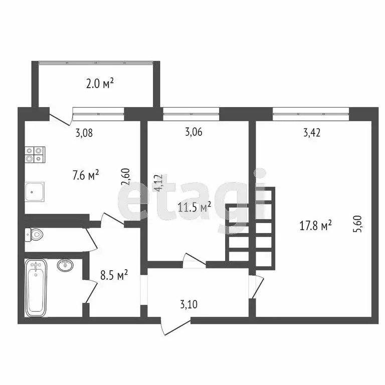 2-комнатная квартира: Тверь, улица Михаила Румянцева, 15 (53.3 м) - Фото 1