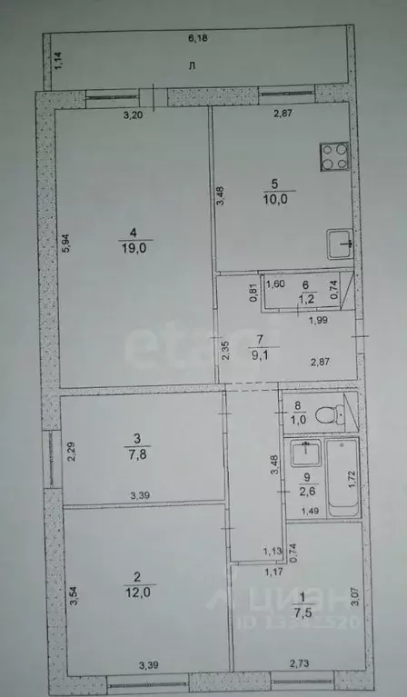 4-к кв. Ульяновская область, Ульяновск ул. Корунковой, 19 (68.7 м) - Фото 2