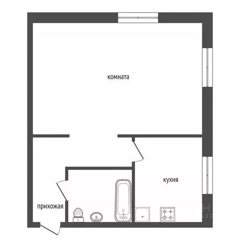 1-к кв. Красноярский край, Красноярск Кольцевая ул., 28 (30.9 м) - Фото 2