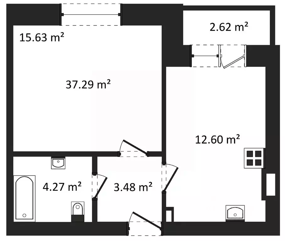 1-к кв. Калужская область, Калуга городской округ, д. Лихун  (37.29 м) - Фото 1