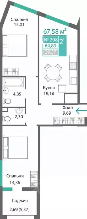 2-к кв. Крым, Симферополь Крымская роза мкр, Подсолнух жилой комплекс ... - Фото 1