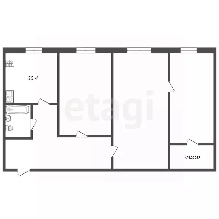 3-к кв. Псковская область, Псков Рижский просп., 44А (56.2 м) - Фото 2