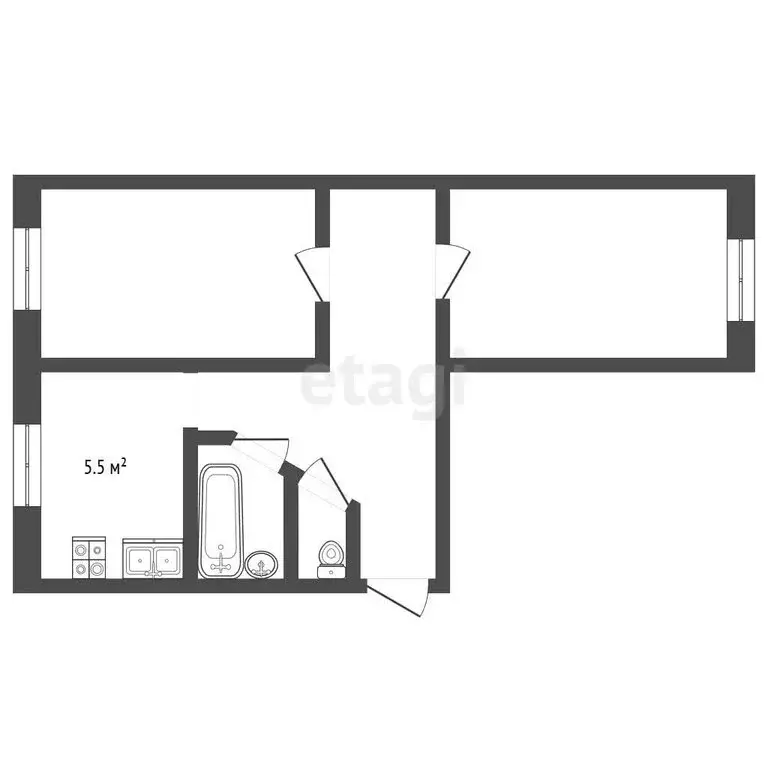 2-комнатная квартира: Псков, Юбилейная улица, 71 (44.2 м) - Фото 1
