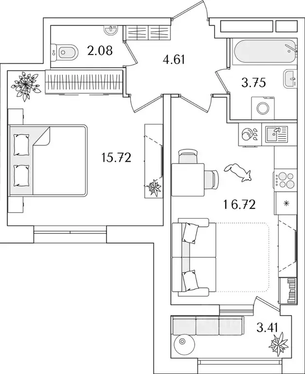 1-к кв. Санкт-Петербург Полюстрово тер.,  (44.59 м) - Фото 0