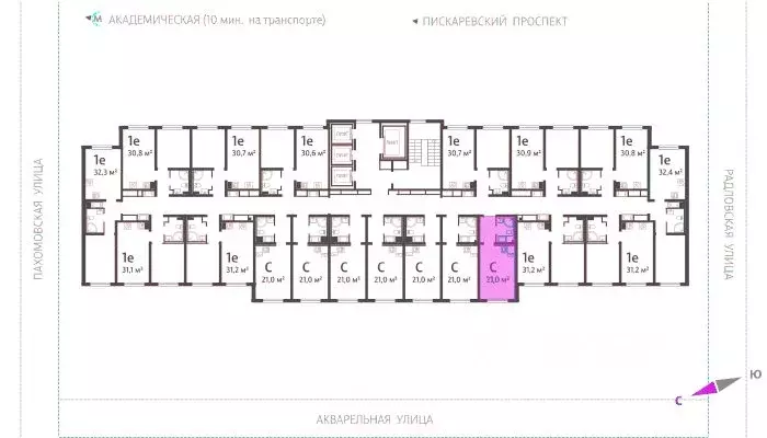 Студия Санкт-Петербург ул. Пахомовская, 12к2 (20.8 м) - Фото 1