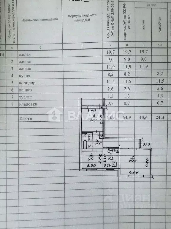 3-к кв. Татарстан, Нижнекамск ул. Баки Урманче, 28 (64.9 м) - Фото 1