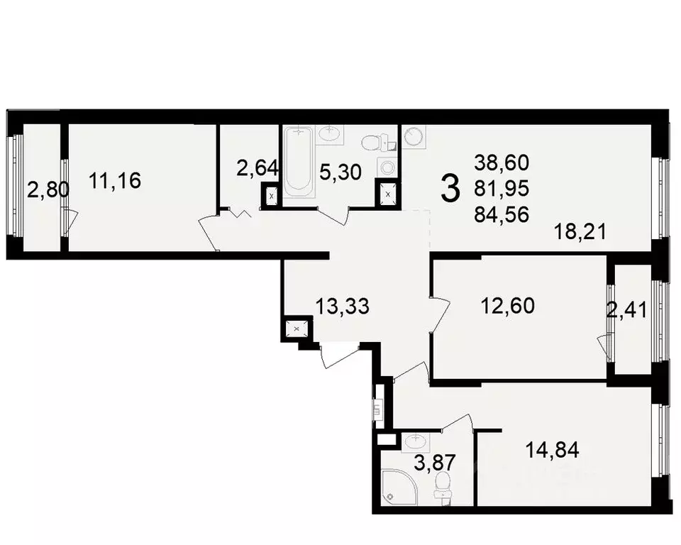 3-к кв. Рязанская область, Рязань Черновицкая ул. (81.95 м) - Фото 0