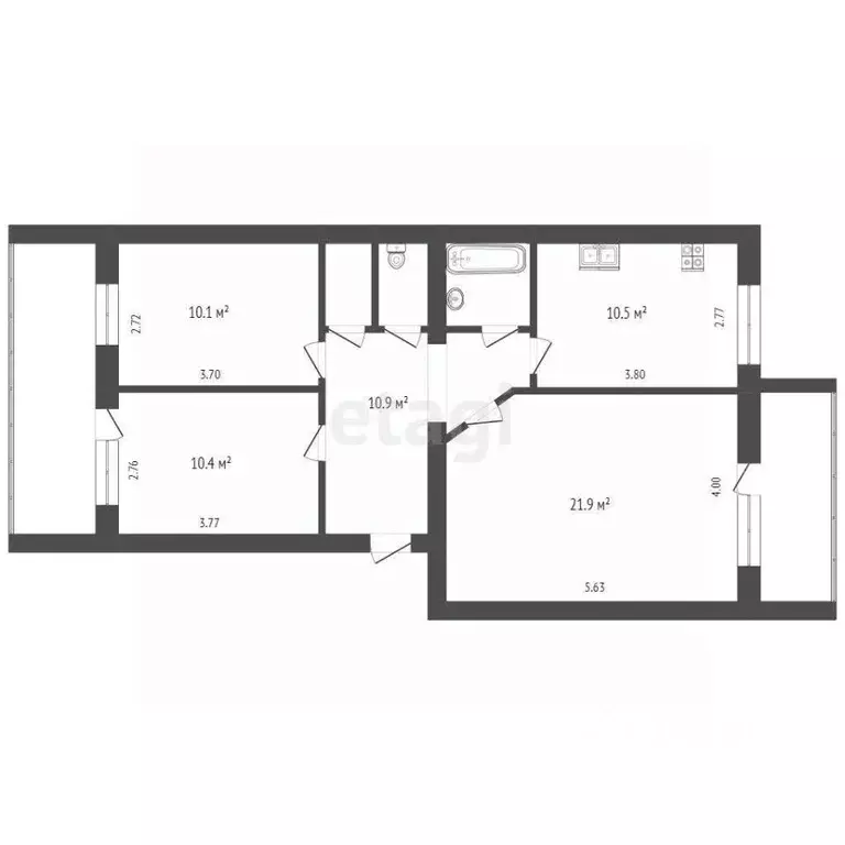 3-к кв. Ямало-Ненецкий АО, Ноябрьск Холмогорская ул., 21Б (77.9 м) - Фото 2