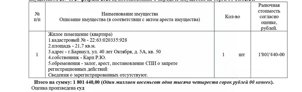 Свободной планировки кв. Алтайский край, Барнаул ул. 40 лет Октября, ... - Фото 1