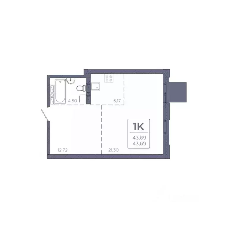 1-к кв. Приморский край, Владивосток Харьковская ул., 1к1 (43.69 м) - Фото 0