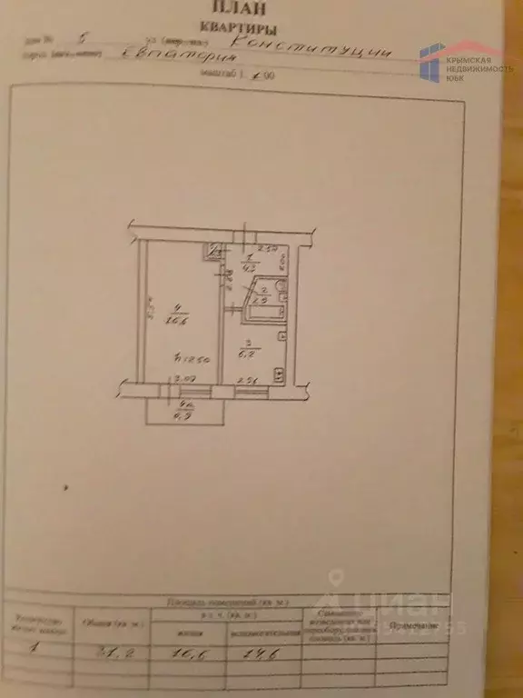 1-к кв. Крым, Евпатория ул. Конституции, 5 (31.0 м) - Фото 1
