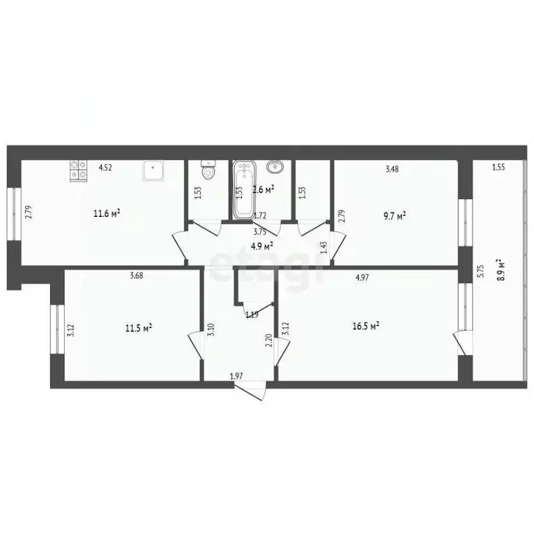 3-к кв. Свердловская область, Тавда ул. Кирова, 120 (64.6 м) - Фото 2