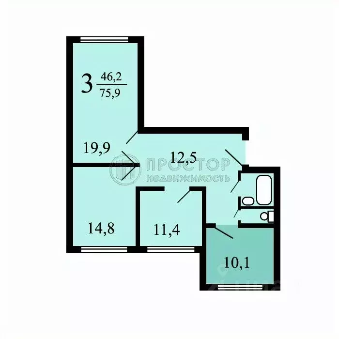3-к кв. Москва Кусковская ул., 5 (75.0 м) - Фото 2
