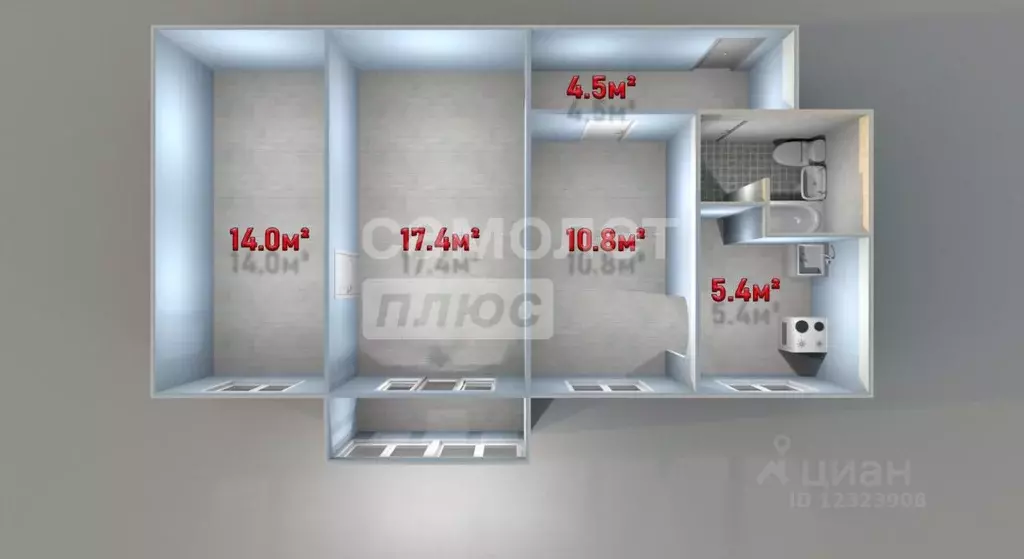 3-к кв. Московская область, Подольск ул. Свердлова, 43 (55.9 м) - Фото 2