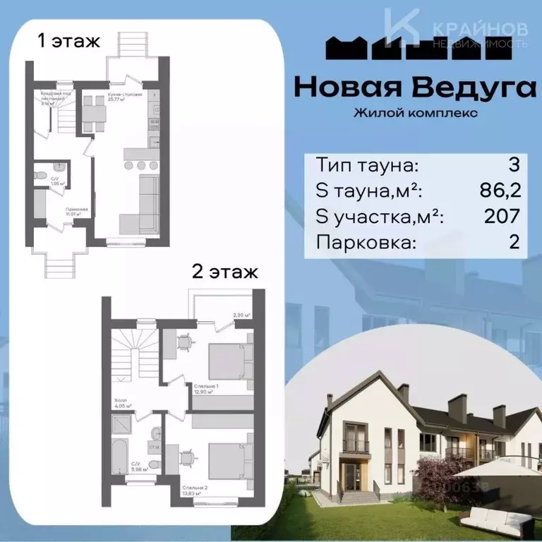 Таунхаус в Воронежская область, Семилукский район, Губаревское с/пос, ... - Фото 2