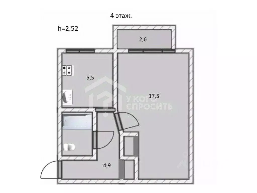 Квартира, 1 комната, 31.3 м - Фото 1