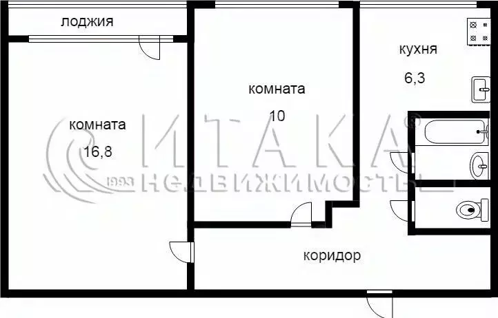 2-к кв. Санкт-Петербург ул. Пионерстроя, 10 (45.3 м) - Фото 1