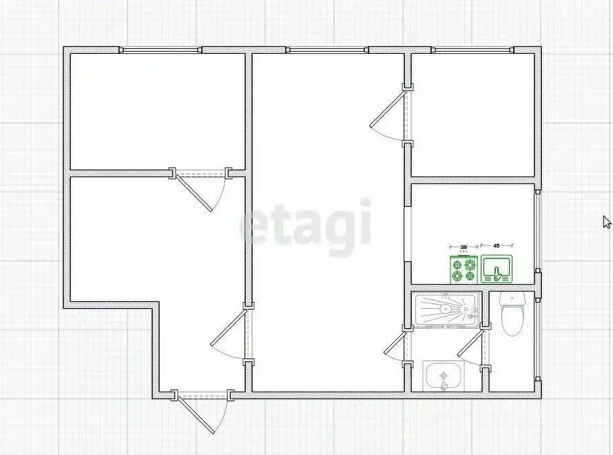 3-к кв. Костромская область, Кострома Катушечная ул., 55 (64.0 м) - Фото 1