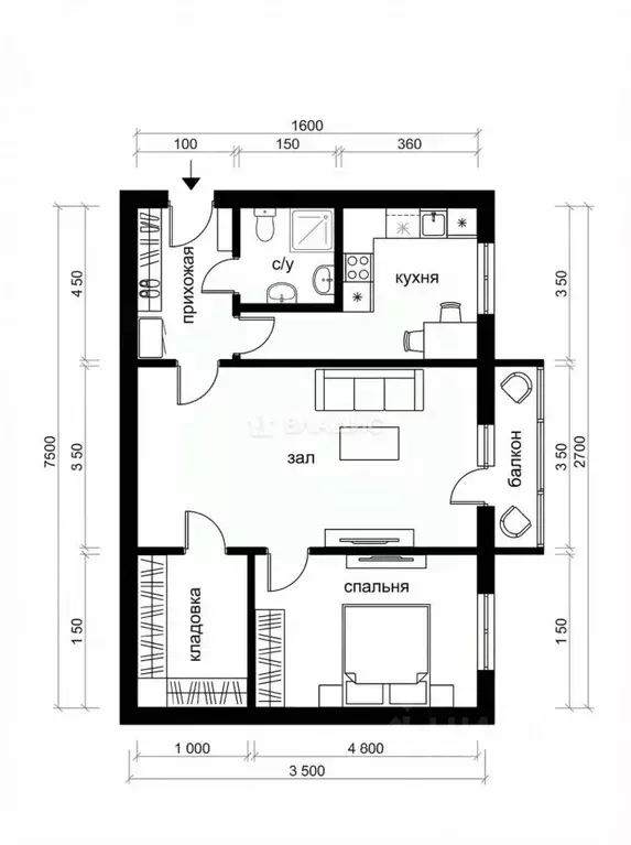 2-к кв. Нижегородская область, Нижний Новгород ул. Ванеева, 98к2 (43.5 ... - Фото 2