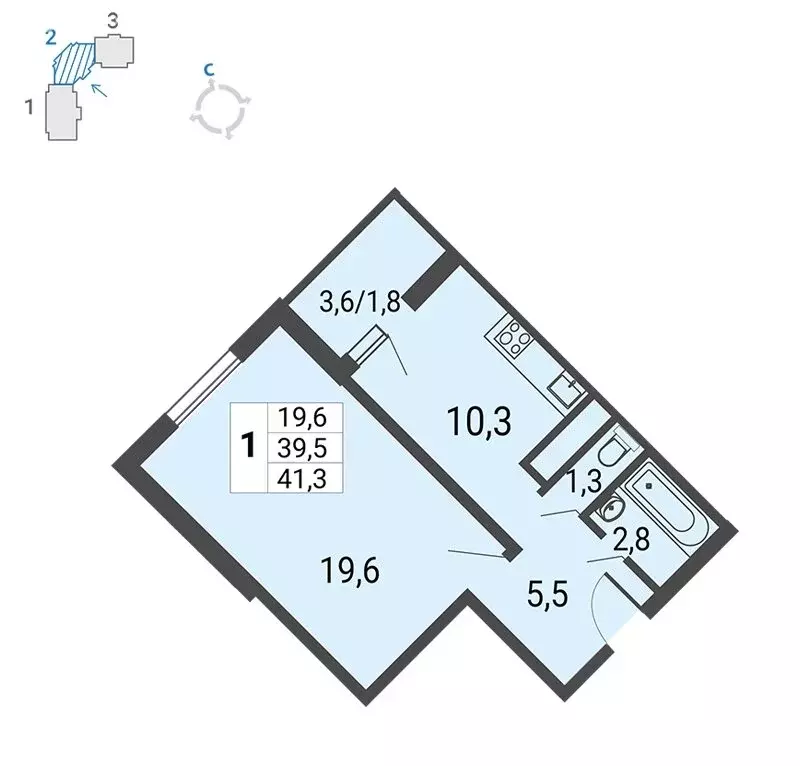 1-комнатная квартира: Москва, улица Липчанского, 10 (41.3 м) - Фото 2