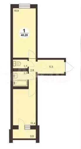 1-к. квартира, 40 м, 16/20 эт. - Фото 0