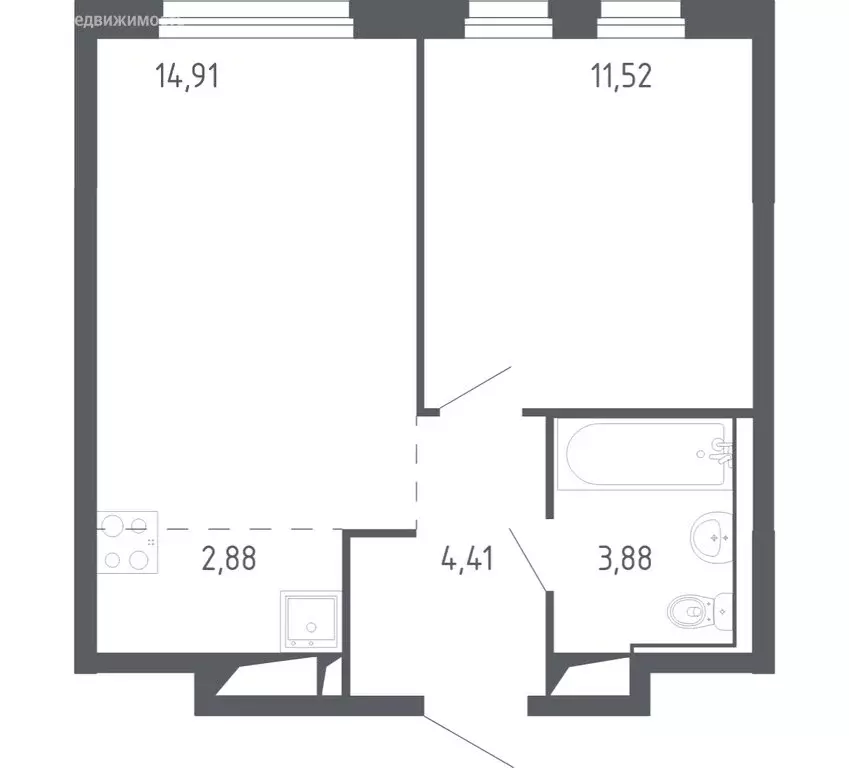 1-комнатная квартира: Тюмень, улица Юрия Рогачева, 9к2 (37.1 м) - Фото 1