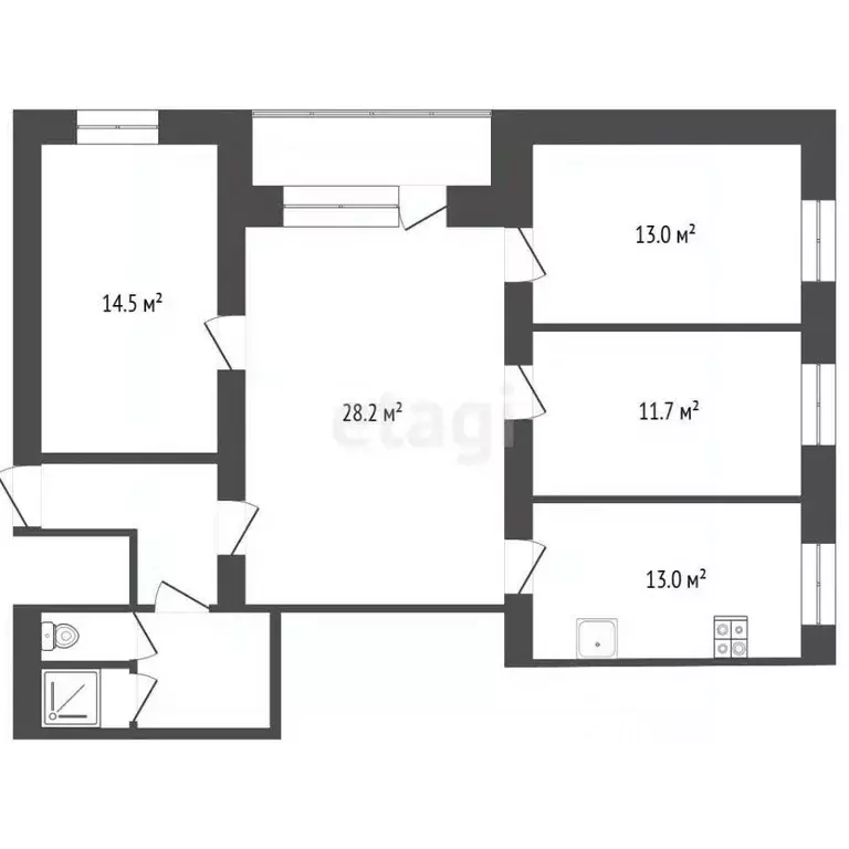4-к кв. Башкортостан, Стерлитамакский район, с. Наумовка Студенческая ... - Фото 2