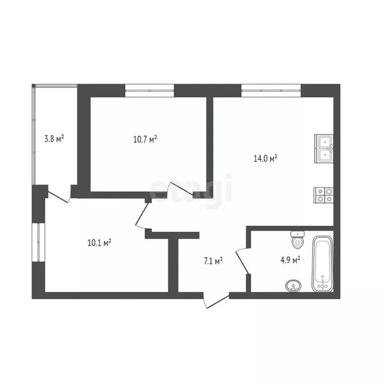 2-к кв. Тюменская область, Тюмень Новгородская ул., 9Б (51.0 м) - Фото 2