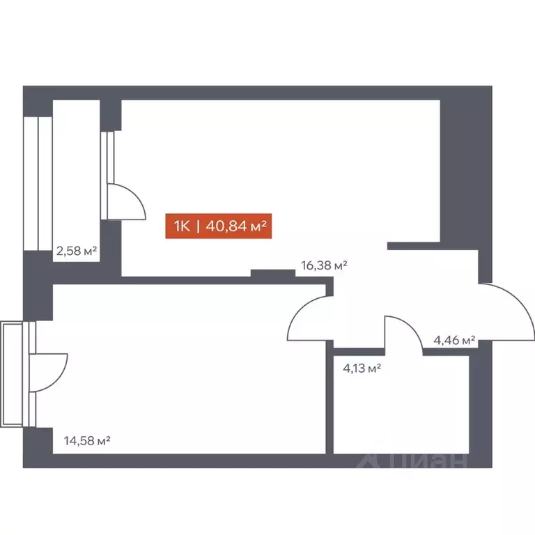 1-к кв. Томская область, Томск Красноармейская ул., 144 (40.84 м) - Фото 1