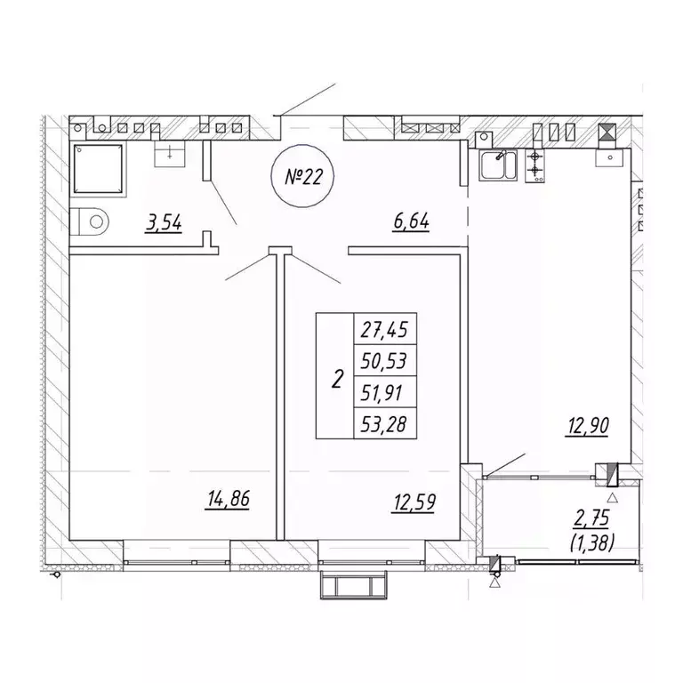 2-к кв. Калининградская область, Зеленоградск  (51.91 м) - Фото 1